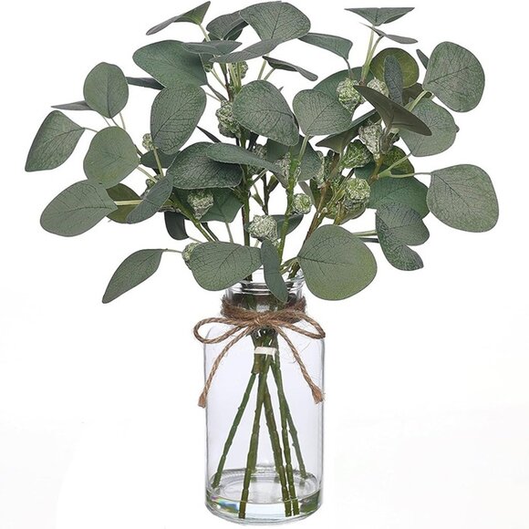 NEW 15" Fake Plant Eucalyptus Leaves White Seeds for Bathroom Shelves. - Picture 3 of 9